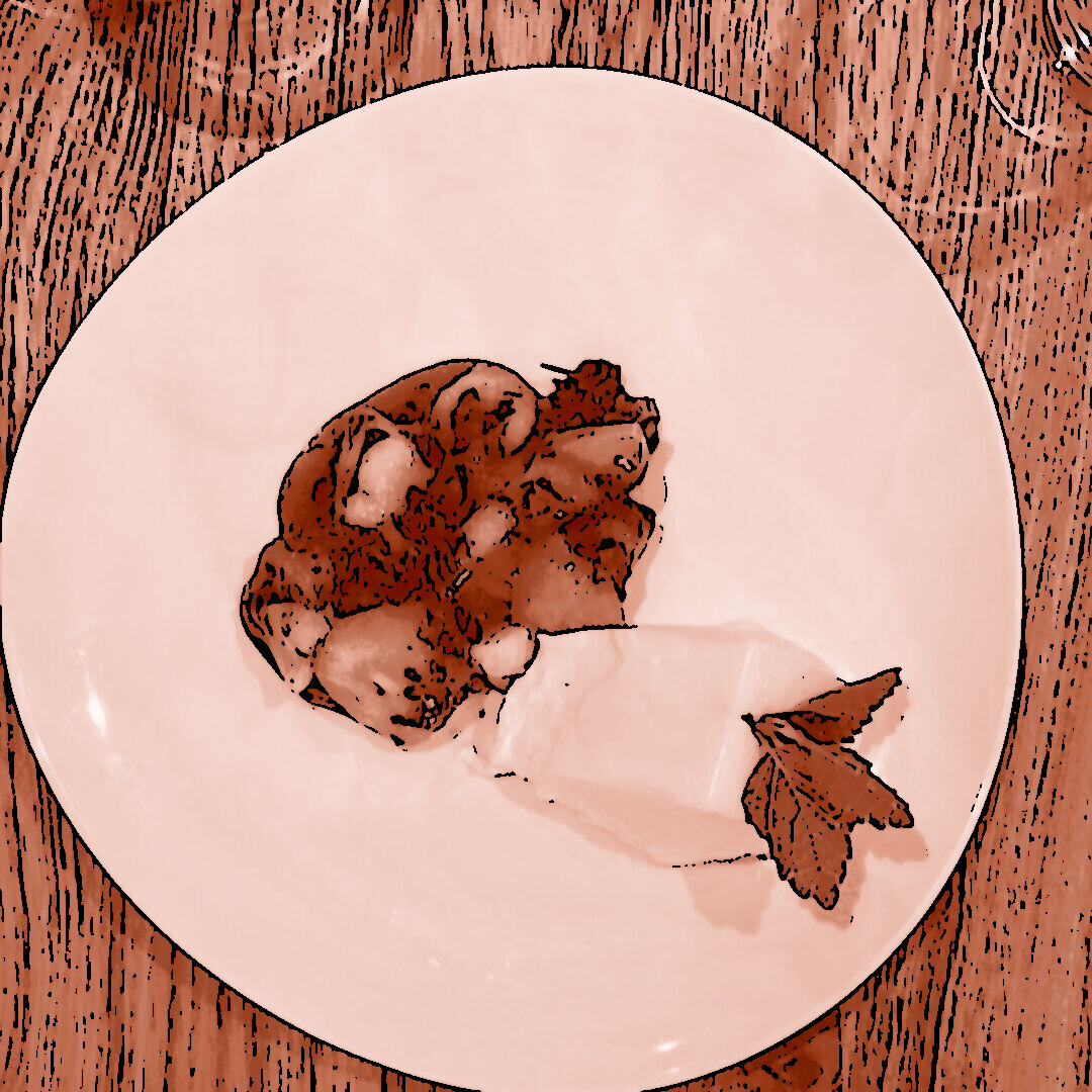 Panna Cotta mit frischen Erdbeeren in Rotweinsauce und gehackter Minze, garniert mit einem frischen Minzzweig, serviert auf einem weißen Teller.